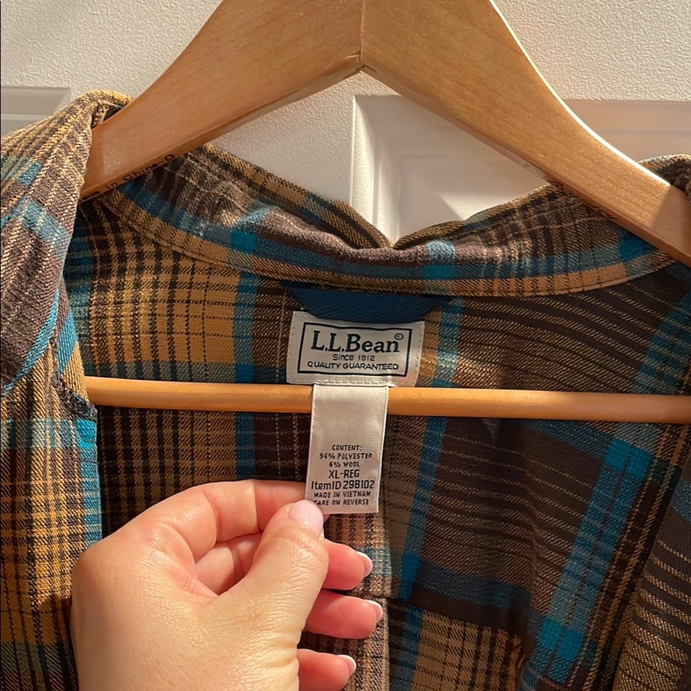 L.L. Bean Checkered Shirt in Blue and Tan